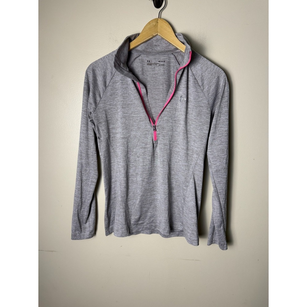 Under Armour Semi Fitted Tech 1/4 Zip Pullover Top‎ Women's M Gray Athletic